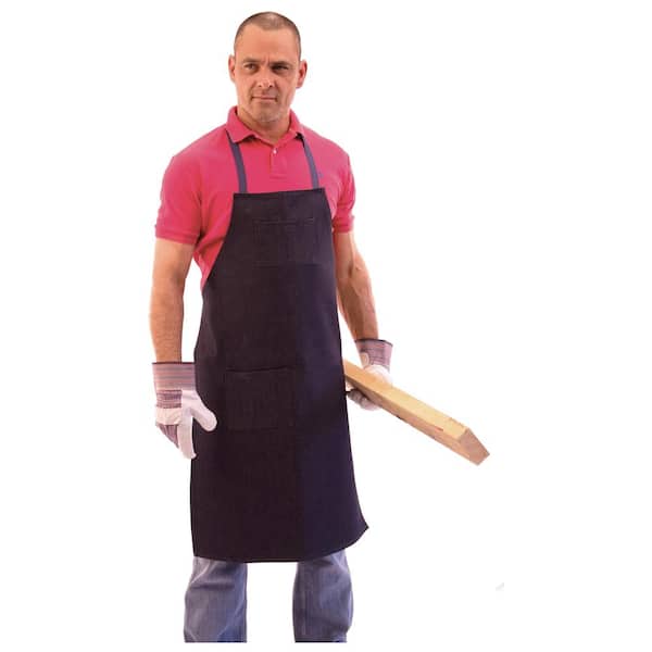 Knee length apron Rectangular One size fits all. Black and Blue
