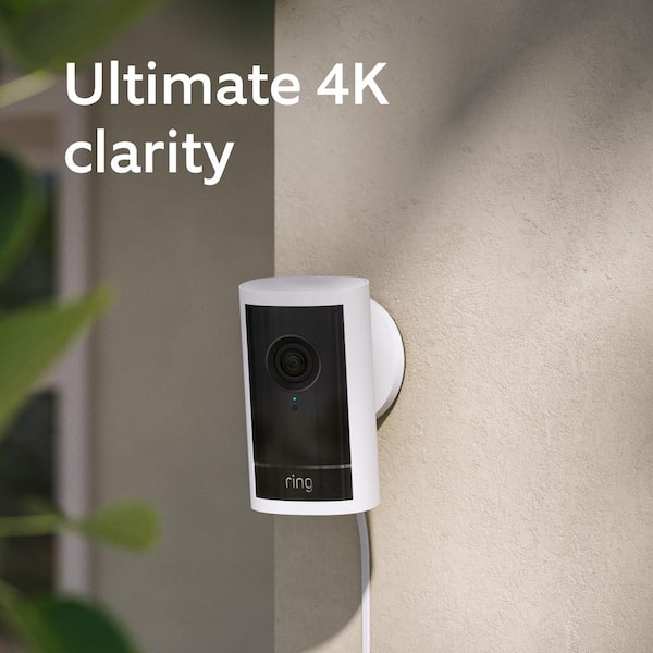 Outdoor Cam Pro, Plug-In - Retinal 4K Security Camera, 10x Enhanced Zoom, Low-Light Sight Color Night Vision, White