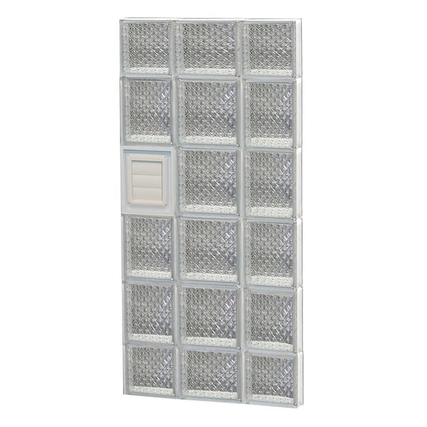 Clearly Secure 19.25 in. x 42.5 in. x 3.125 in. Frameless Diamond Pattern Glass Block Window with Dryer Vent