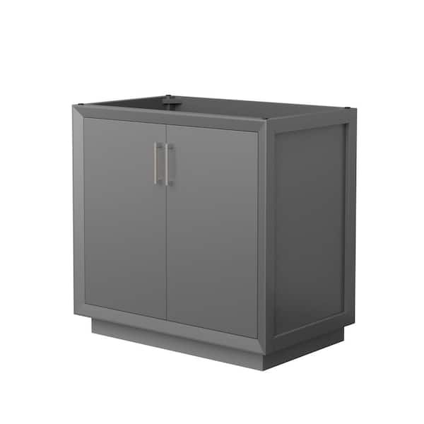 Wyndham Collection Strada 35.25 in. W x 21.75 in. D x 34.25 in. H Single Bath Vanity Cabinet without Top in Dark Gray