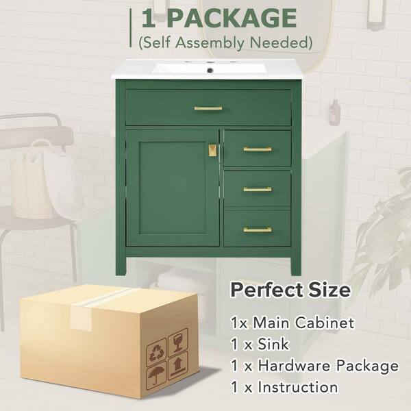 Lycvki 30 in. W Freestanding Bathroom Vanity in Green with Lycvki 30 in. W Freestanding Bathroom Vanity in Green with