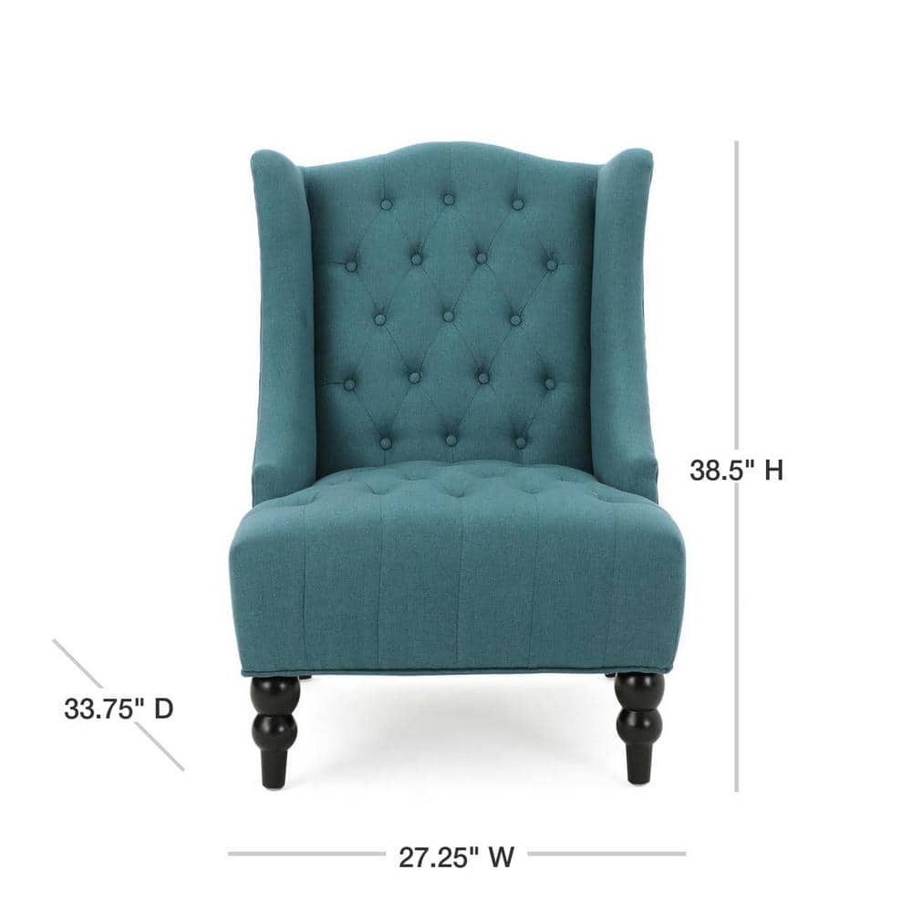 Handcrafted Dark Teal High Back Wood Accent Chair