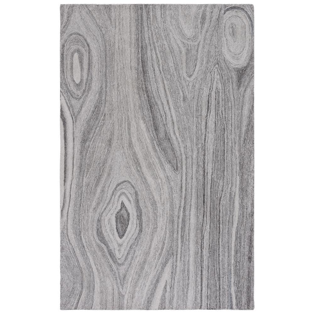 Gray Abstract Hand-Tufted Wool Area Rug 4'x6'