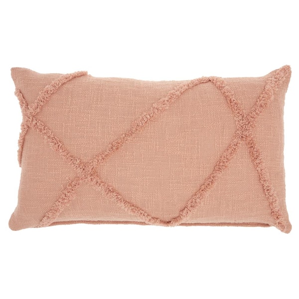 Mina Victory Lifestyles Blush Geometric 14 in. x 24 in. Rectangle Throw Pillow