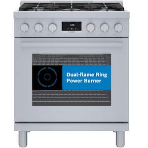 800 Series 30 in. 3.7 cu. ft. Industrial Style Gas Range with 5-Burners in Stainless Steel