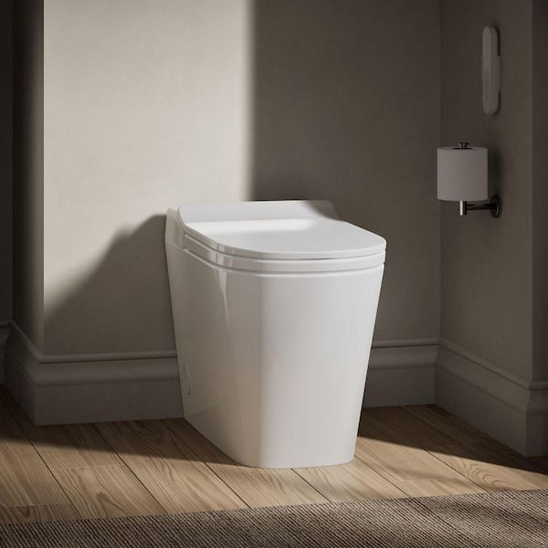 Leap 12 in. Rough In One-Piece 1.0/1.28 GPF Dual Flush Elongated Smart Bidet Toilet in White with Warm Air Drying