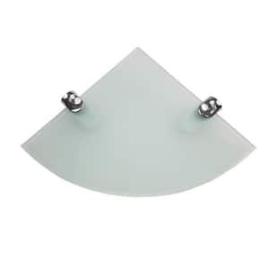 Inifinity 8 in. x 8 in. x 0.24 in. Frosted Matte Glass Floating Corner Decorative Wall Shelf