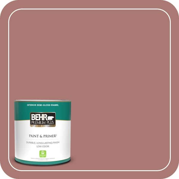 BEHR PREMIUM PLUS 1 qt. #160F-5 Rum Spice Semi-Gloss Enamel Low Odor Interior Paint & Primer