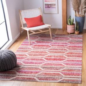 Montage Red/Ivory 8 ft. x 10 ft. Geometric Striped Indoor/Outdoor Patio  Area Rug