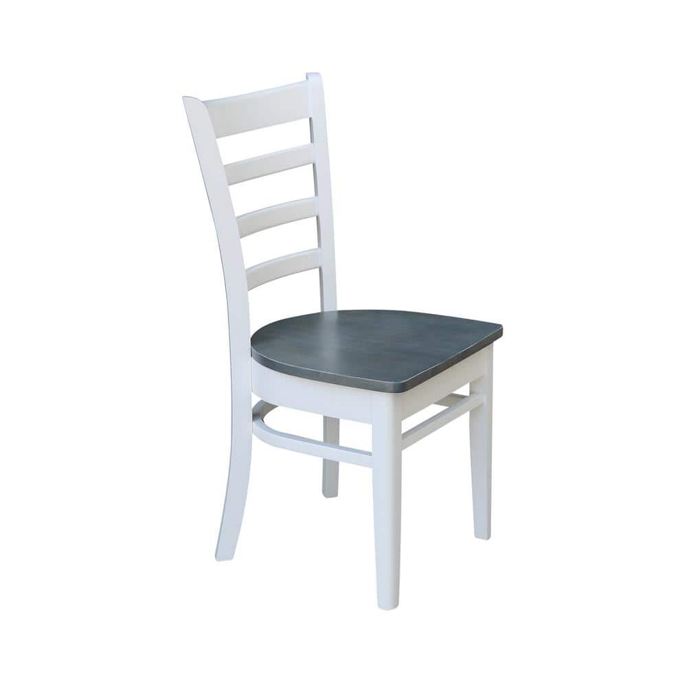 Modern Farmhouse White Wood Ladderback Side Chair 2-Piece Set