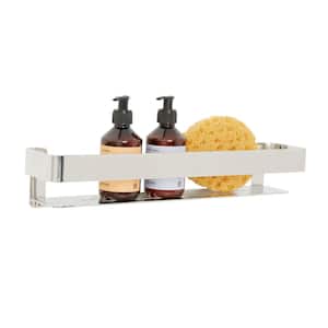 18 in. x 4 in. Rectangular Shower Shelf with Rail in Satin