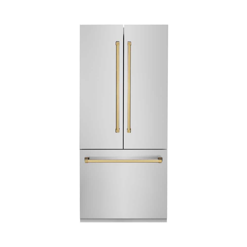 Autograph Edition 36 in. 3-Door French Door Refrigerator with Ice & Water Dispenser in Stainless Steel & Polished Gold