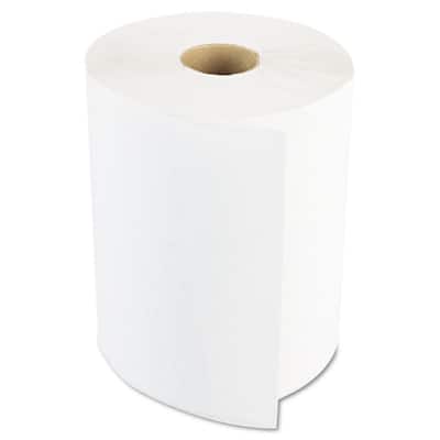 Hardwound Paper Towels, 1-Ply, 8 in. x 600ft., White, 2 in. Core, 12 Rolls/Carton