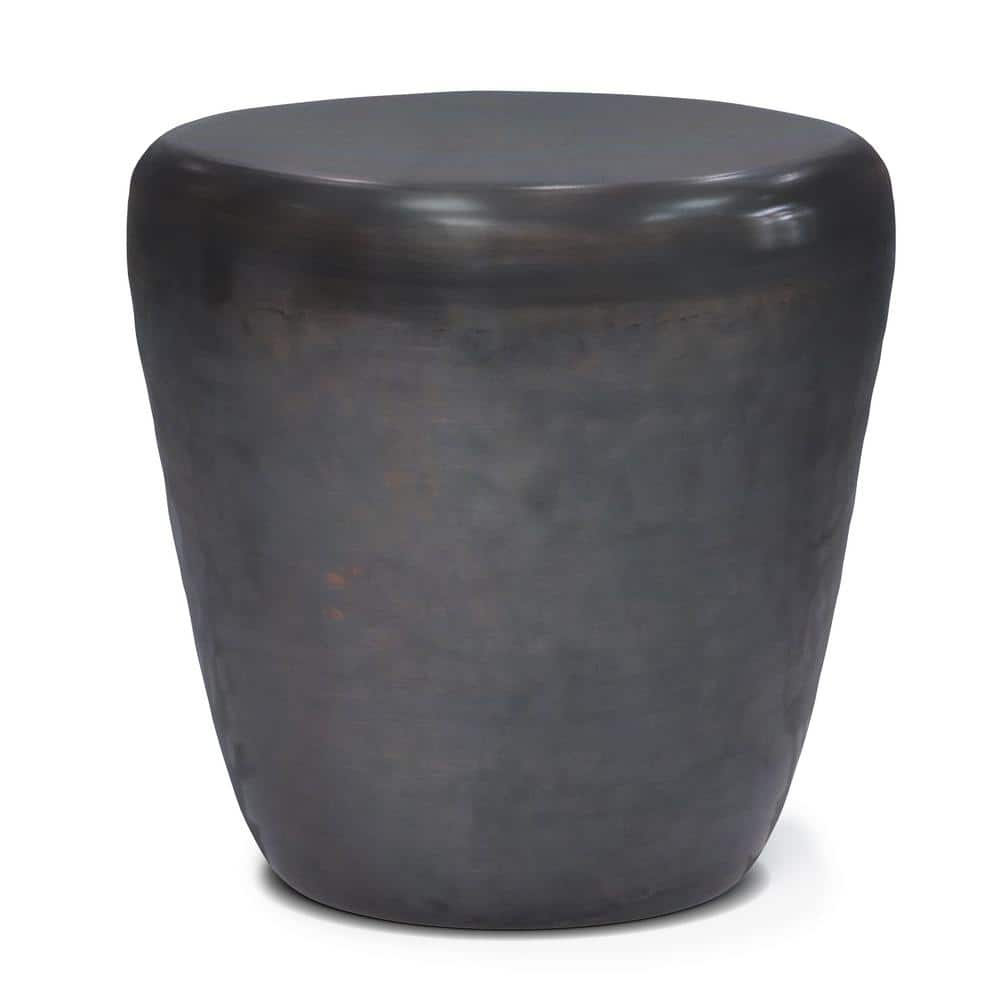 Garvy Antique Copper Round Metal Drum Side Table