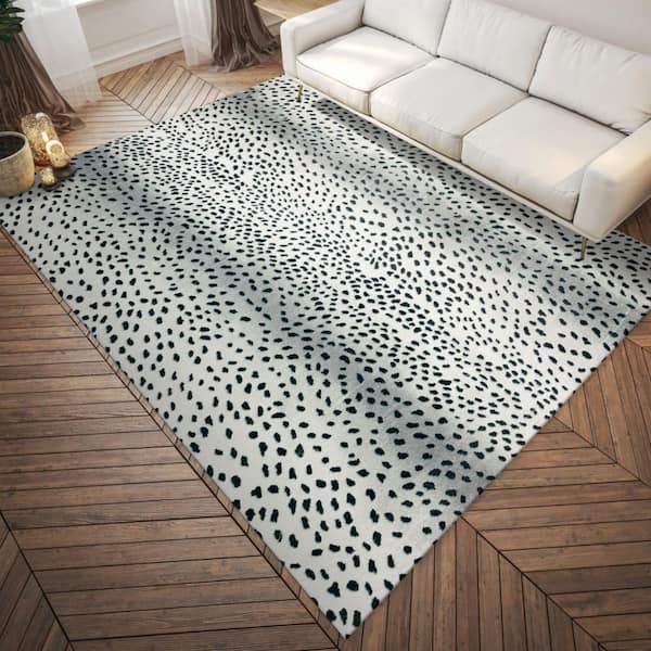 3 x 5 Black Animal Print Runner Rug