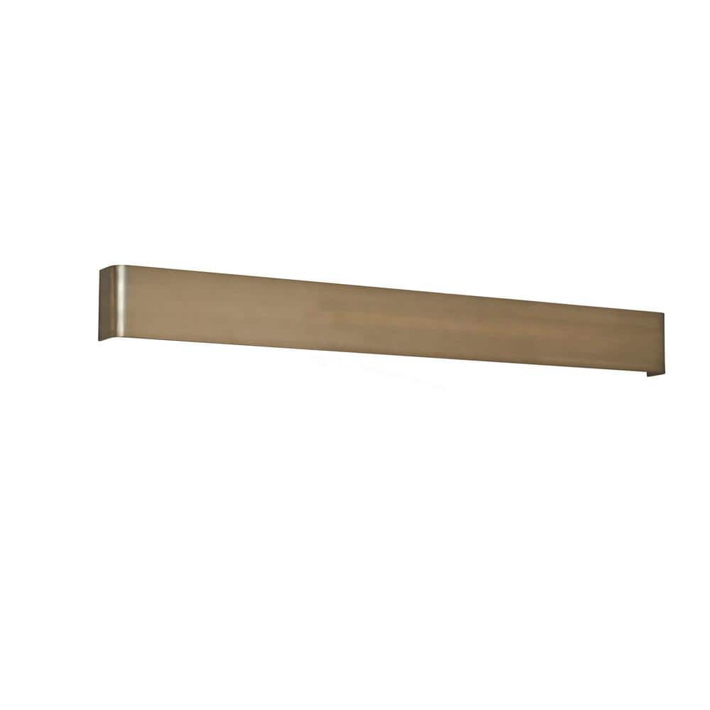 Long Steak 43 in. 2-Light Gold LED Wall Sconce with White Acrylic Shades