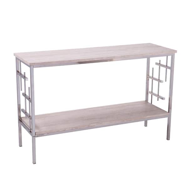 Southern Enterprises Davis 48 in. Chrome Rectangle Wood Console Table