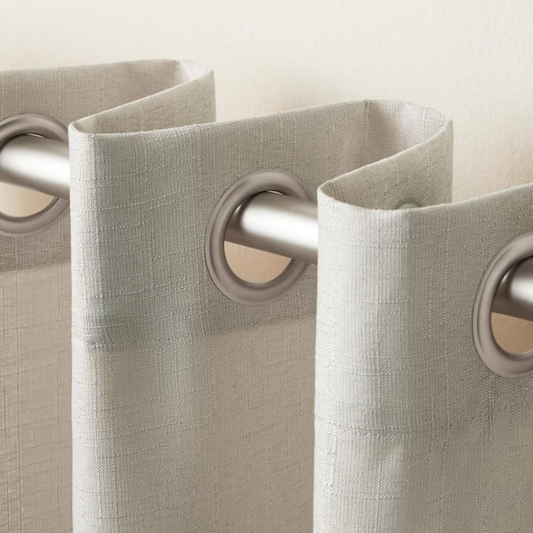 Loha Natural Solid Light Filtering Grommet Top Curtain, 54 in. W x 96 in. L (Set of 2)