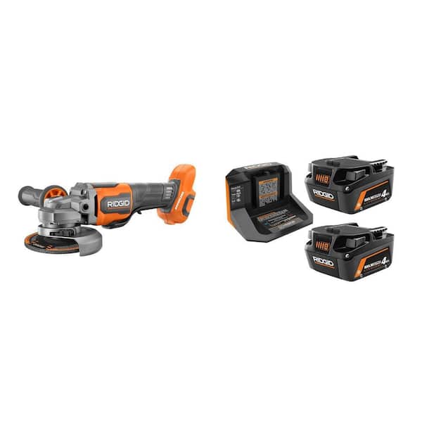 18V MAX Output Starter Kit with (2) 4.0 Ah MAX Output Batteries and Charger with 18V Brushless Angle Grinder