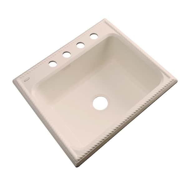 Thermocast Wentworth Drop-In Acrylic 25 in. 4-Hole Single Bowl Kitchen Sink in Peach Bisque