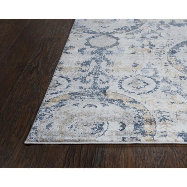 Lavish Gray/Blue 8 ft. 10 in. x 11 ft. 10 in. Medallion Area Rug