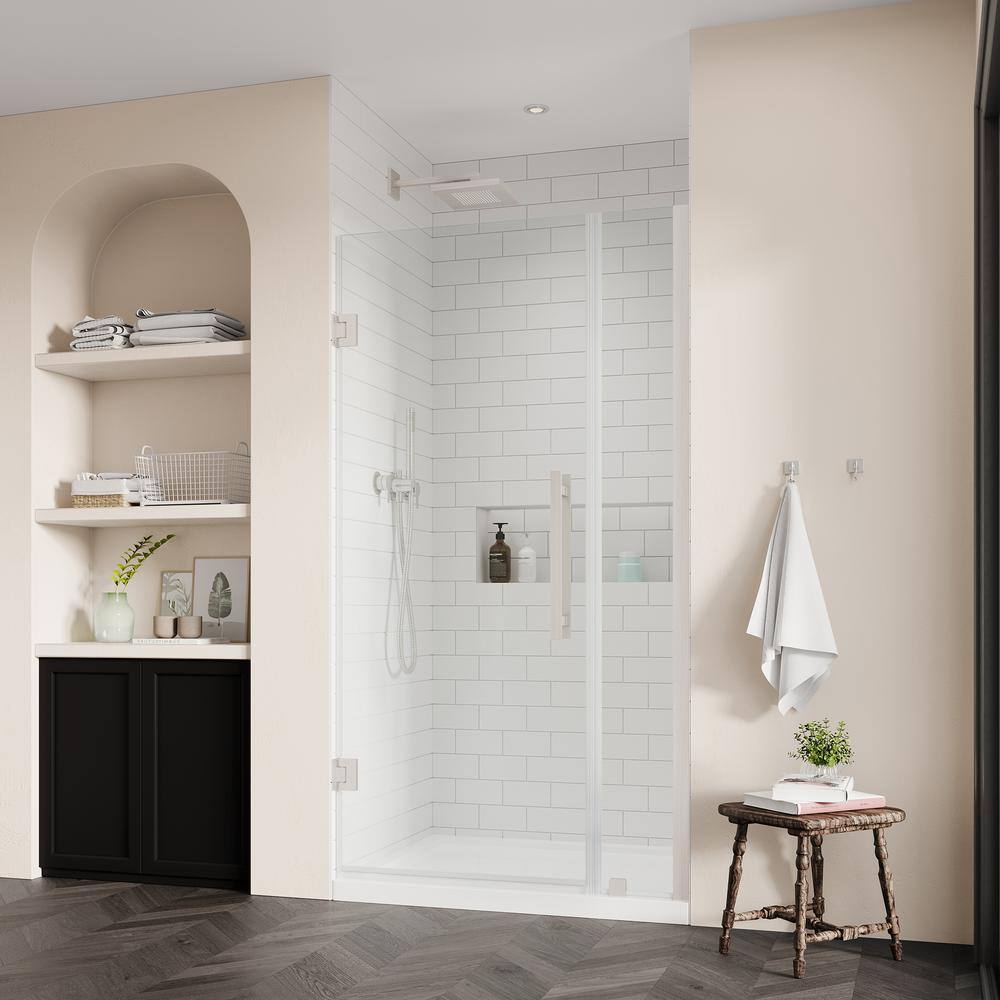 Tampa-Pro 34'' Satin Nickel Frameless Rectangle Shower Kit