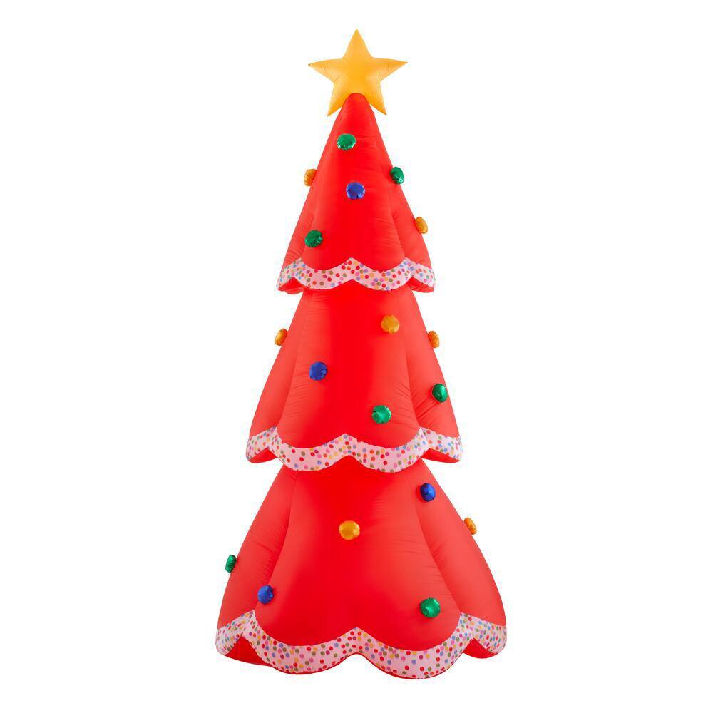 12.5 ft. Inflatable Fuzzy Plush Red Christmas Tree