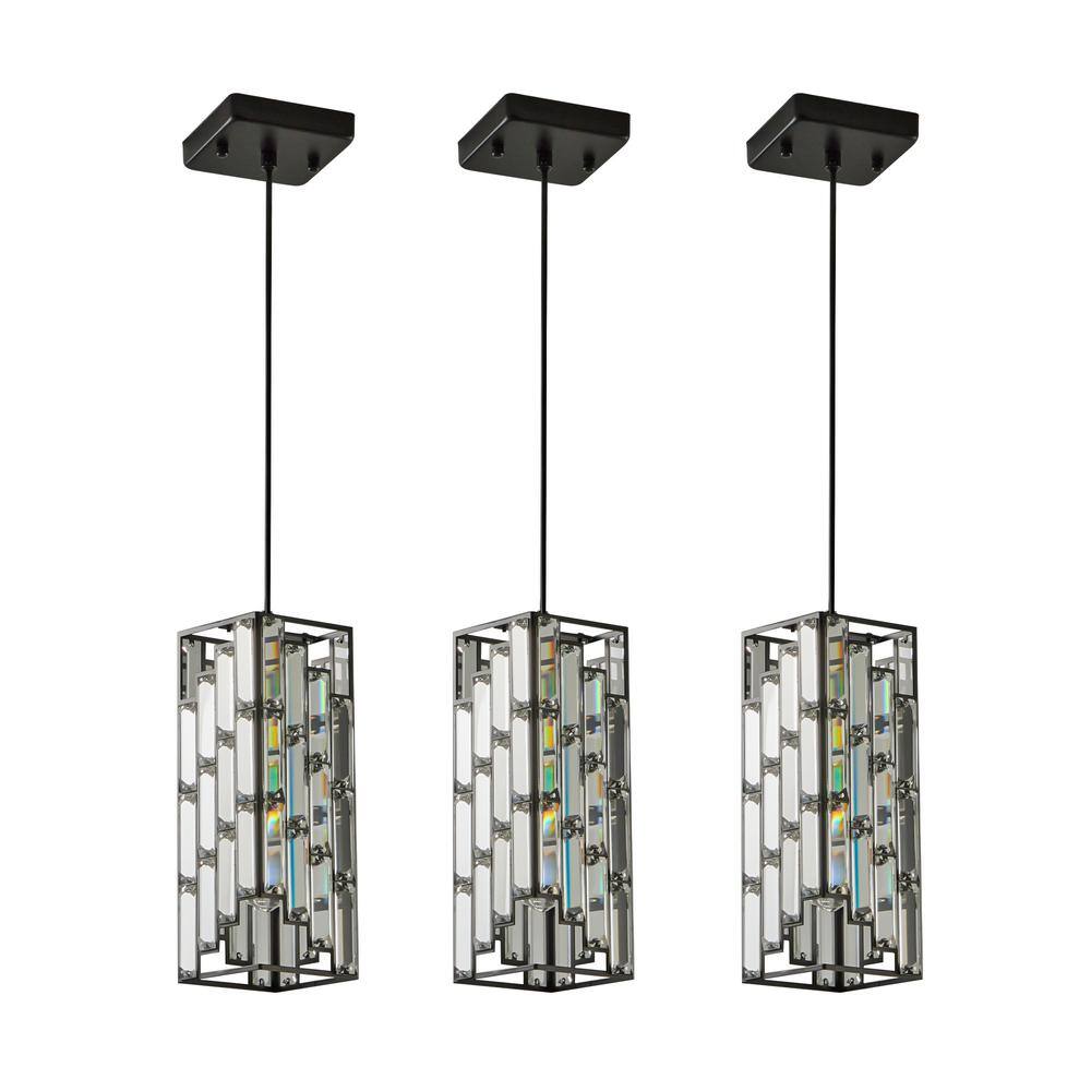 Modern 1-Light Black Crystal Pendant Light Adjustable Chandelier for Kitchen Island, No Bulbs Included (3-Pack) price history on PriceWatchPro