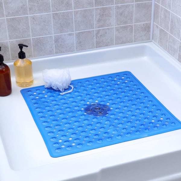 SlipX Solutions 21 in. x 21 in. Square Shower Mat in Blue