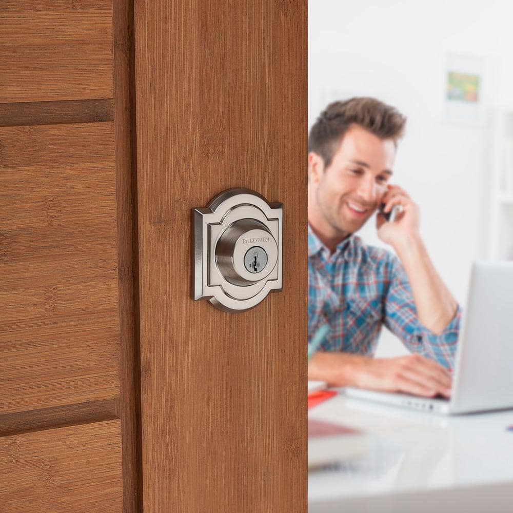 Satin Nickel Single Cylinder Arched Deadbolt with SmartKey