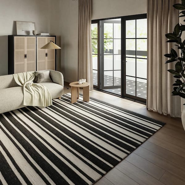 *DISCONTINUED* Bowery Striped Wool Charcoal 9 ft. x 12 ft. Indoor Area Rug