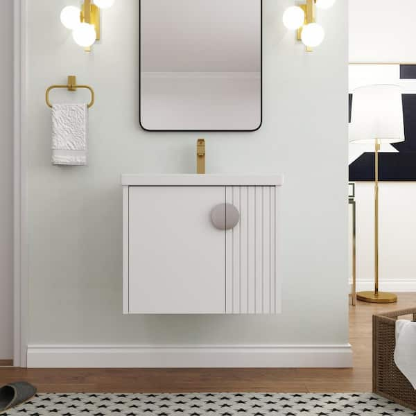 UPIKER Modern 24 In W X 18 5 In D X 20 7 In H Single Sink Floating   Bathroom Vanities With Tops Up2401bcw08124 64 600 