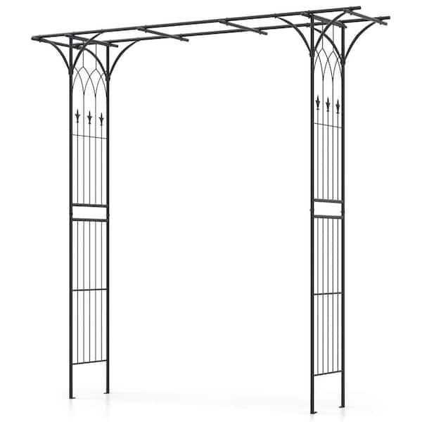 81 in. Metal Garden Arbor Garden Arch Trellis Wedding Arch Decoration in Black