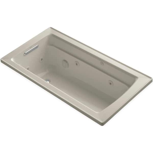 KOHLER Archer 5 ft. Acrylic Rectangular Drop-in Whirlpool Bathtub in Sandbar