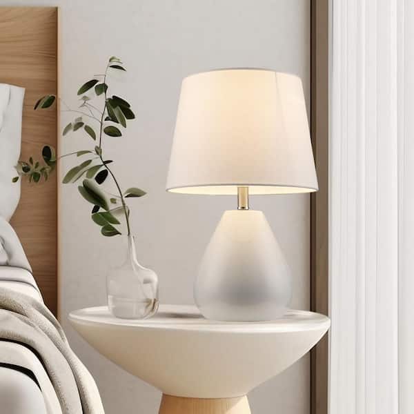 Bel Air Lighting Althea 15.5 in. 1-Light White Ceramic Table Lamp with White Linen Shade