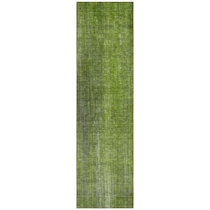 HomeRoots Green 2 ft. x 8 ft. Woven Abstract Runner Indoor/Outdoor Area ...