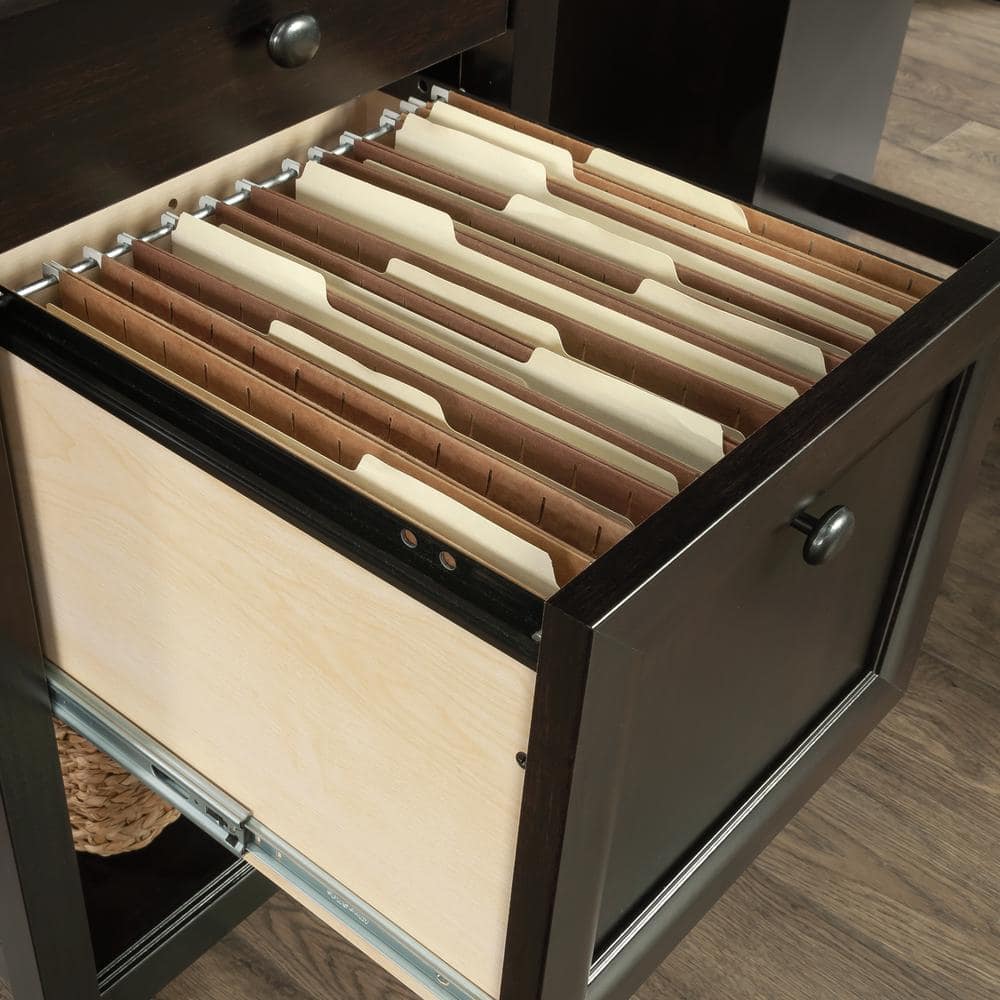 Estate Black L-Shaped Computer Desk with Drawer and Filing Cabinet