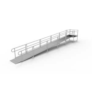 PATHWAY 28 ft. Straight Aluminum Wheelchair Ramp Kit with Solid Surface Tread, 2-Line Handrails and 4 ft. Top Platform