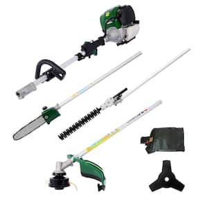 4 in 1 Black Multi-Functional Trimming Tool, 38CC 4 stroke Garden Tool System with Gas Pole Saw, Hedge/Grass Trimmer