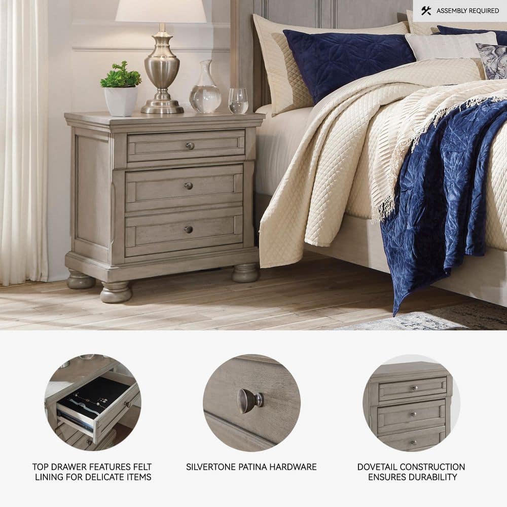 Lettner Gray 2-Drawers 28.75 in. W Nightstand - thumbnail 6