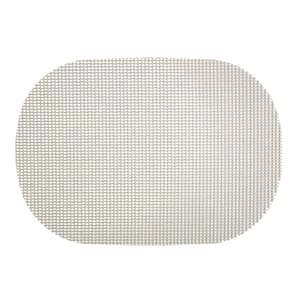 Fishnet 17 in. x 12 in. Light Gray PVC Covered Jute Oval Placemat (Set of 6)