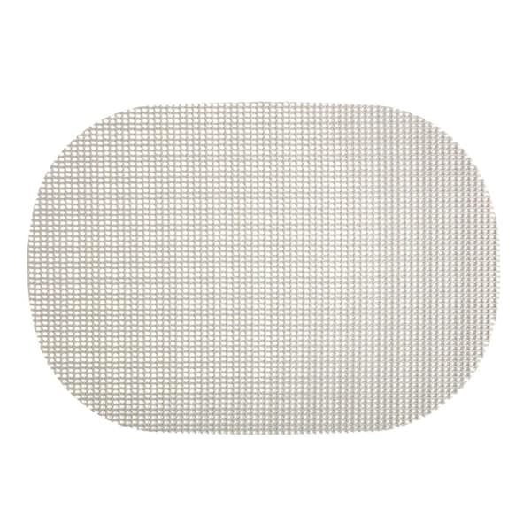 Kraftware Fishnet 17 in. x 12 in. Light Gray PVC Covered Jute Oval Placemat (Set of 6)