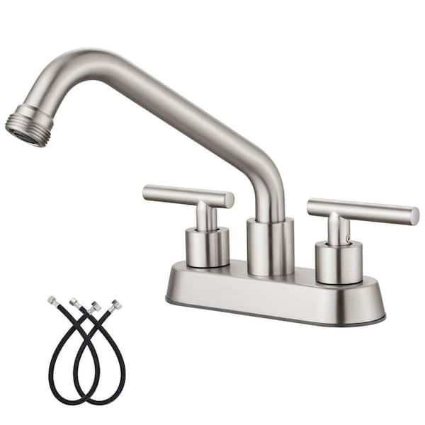 Unbranded 2-Handle 4 in. Centerest Utility Faucet in Brushed Nickel
