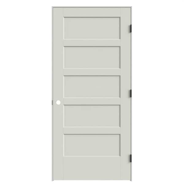Masonite 36 in. x 80 in. 5-Panel Bayshore Left-Hand Solid Core Ivory Keys Molded Composite Single Prehung Interior Door