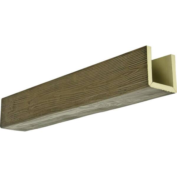 Ekena Millwork 8 in. x 8 in. x 10 ft. 3-Sided (U-Beam) Sandblasted Premium Walnut Faux Wood Ceiling Beam