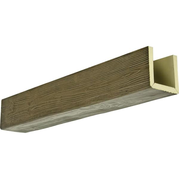 Ekena Millwork 12 in. x 8 in. x 12 ft. 3-Sided (U-Beam) Sandblasted Premium Walnut Faux Wood Ceiling Beam