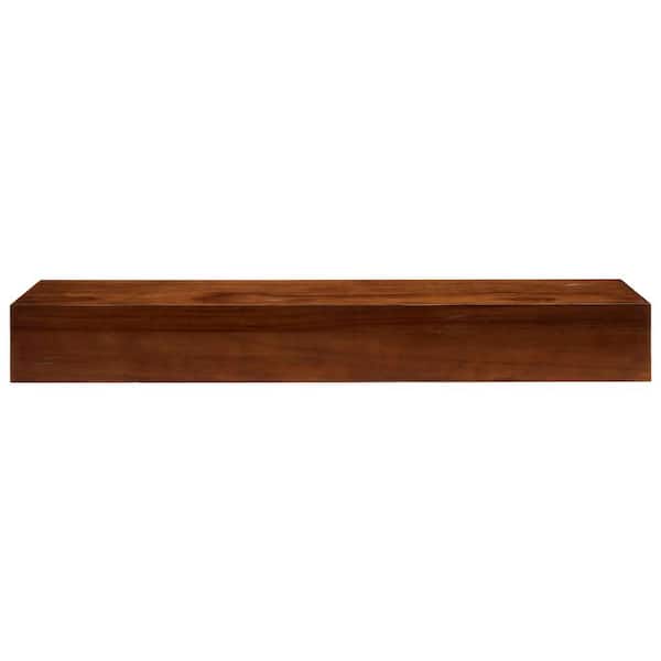 Brown Finish Solid Wood 48 in. Wide x 9 in. Deep x 6 in. Tall Fireplace Cap-Shelf Mantel
