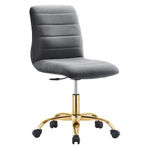 Ripple Armless Polyster Adjustable Height Office Chair in Gold Gray