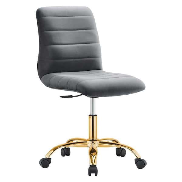 MODWAY Ripple Armless Polyster Adjustable Height Office Chair in Gold Gray