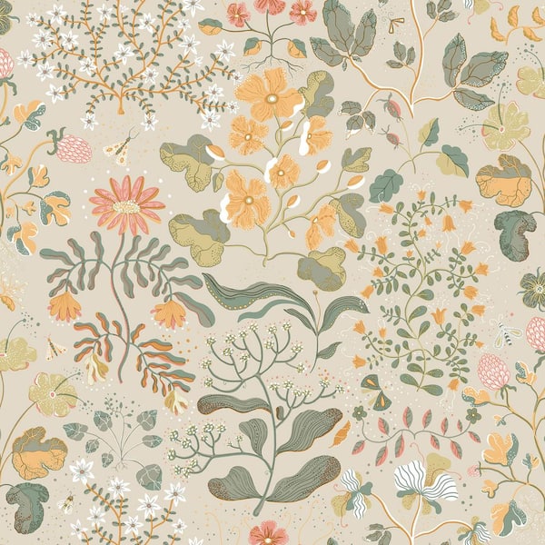 A-Street Prints Groh Orange Floral Wallpaper Sample